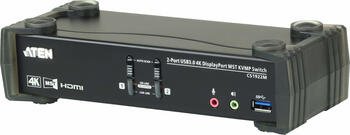 ATEN CS1922M KVM-Switch, 2-Port, 4096x2160@60Hz, DisplayPort 1.2, HDMI 2.0, 2x USB-A 2.0, 2x Klinke
