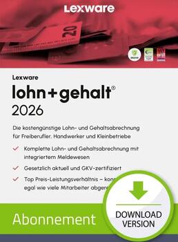 Lexware lohn+gehalt 2026 - Abo-Vertrag, ESD Lexware lohn+gehalt 2026 - Abo-Vertrag, ESD