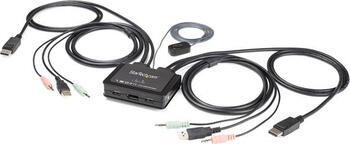 StarTech.com 2 Port USB 4K60Hz DisplayPort KVM Switch mit eingebauten Kabeln