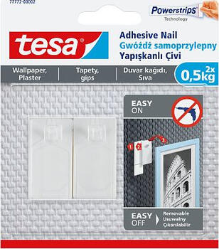 tesa Klebenagel, 2 Stück, für Tapeten und Putz, bis zu 0,5kg pro Nagel, weiß tesa Klebenagel, 2 Stück, für Tapeten und Putz, bis zu 0,5kg pro Nagel, weiß