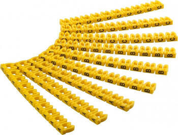 Kabelmarker-Clips  Buchstaben A-C , für Kabeldurchmesser bis 4 mm, farbige Kennzeichnungsringe 3x 30 Stück