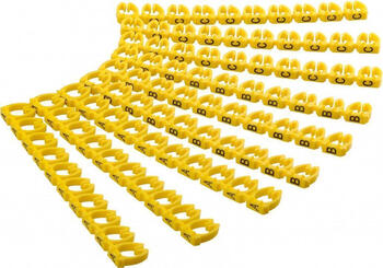 Kabelmarker-Clips  Buchstaben A-C , für Kabeldurchmesser bis 6 mm, farbige Kennzeichnungsringe 3x 30 Stück
