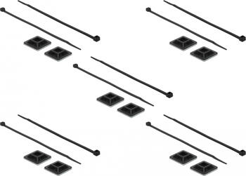 Delock Befestigungssockel 25x25mm mit Kabelbinder L 300 x B 4,8 mm schwarz