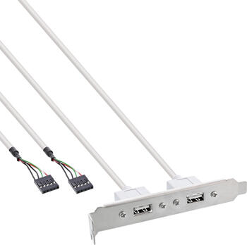 15cm Slotblech USB2.0, 2x USB Buchse>2x 5pol Pfostenverbiner 