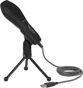 Delock USB Kondensator Mikrofon mit Tischständer ideal für Gaming, Skypen und Gesang
