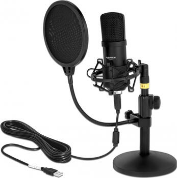 Delock Professionelles USB Kondensator Mikrofon Set für Podcasting und Gaming