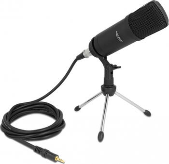 Delock Professionelles Podcasting Mikrofon mit Klinke, XLR inkl. Adapterkabel für Smartphone und Tablet