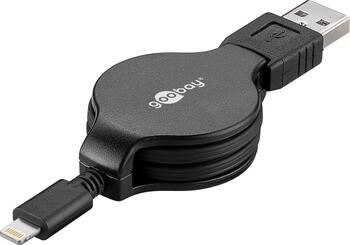 1m USB 2.0-Kabel TypA auf Apple Lightning  ausziehbar goobay 