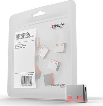 Lindy USB Port Blocker - Pack 4, ohne Schlüssel: Pink 