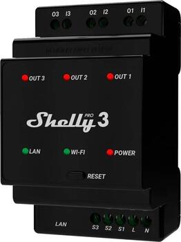 Shelly Pro 3, WLAN & LAN Schaltaktor per App steuerbar auch Alexa, Google