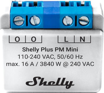 Shelly Plus PM Mini, Bluetooth/WLAN-Funkschalter Relais, 1-Kanal, Unterputz, Schaltaktor