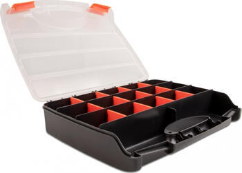 Delock Sortimentsbox mit 17 Fächern 320 x 255 x 60 mm orange schwarz