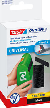 20mm/1m Tesa On & Off Klettband schwarz 
