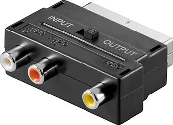 Scart zu Composite Audio Video Adapter; IN/OUT Scartstecker (21-Pin) > 3x Cinch-Buchse