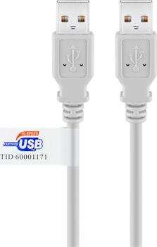 USB 2.0 Hi-Speed Kabel mit USB Zertifikat, Grau USB 2.0-Stecker (Typ A) > USB 2.0-Stecker (Typ A)