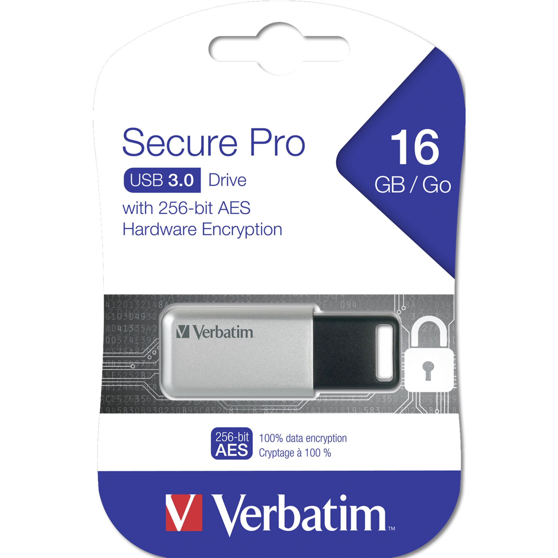 16 GB Verbatim Secure Pro USB-Stick, USB-A 3.0, lesen: 100MB/s, schreiben: 20MB/s