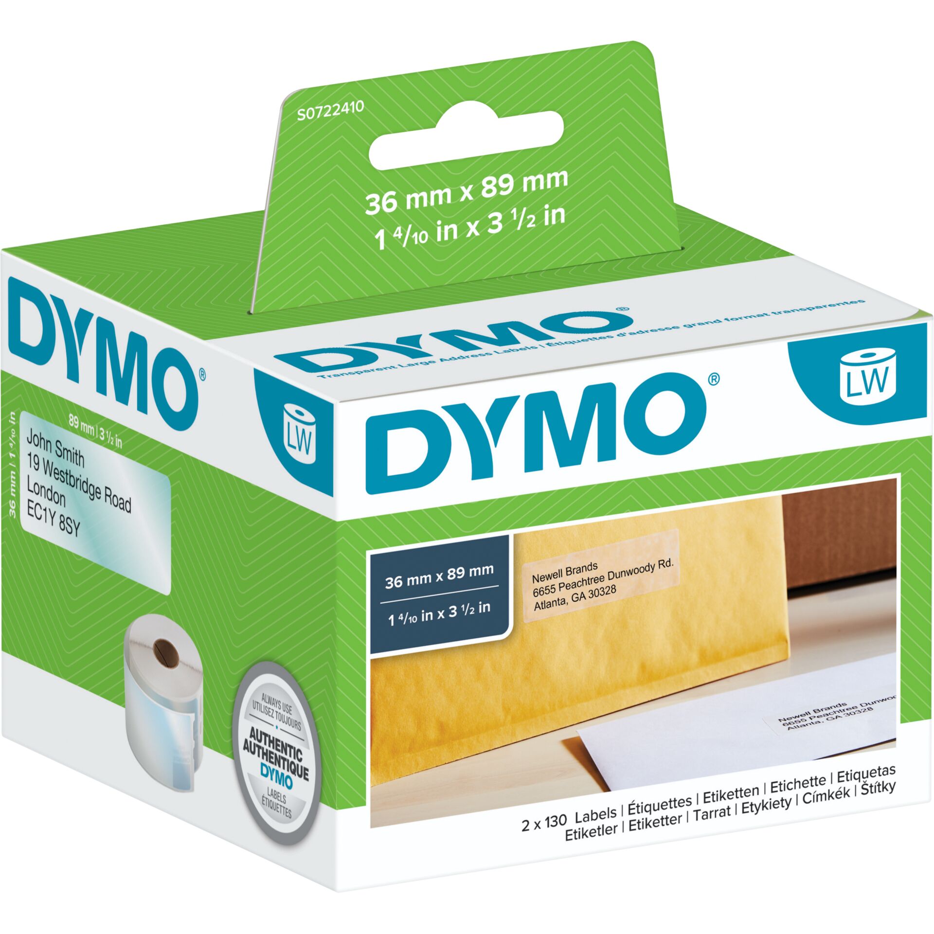 Dymo LabelWriter 99013 Etiketten 89x36mm, transparent, 1 Rolle