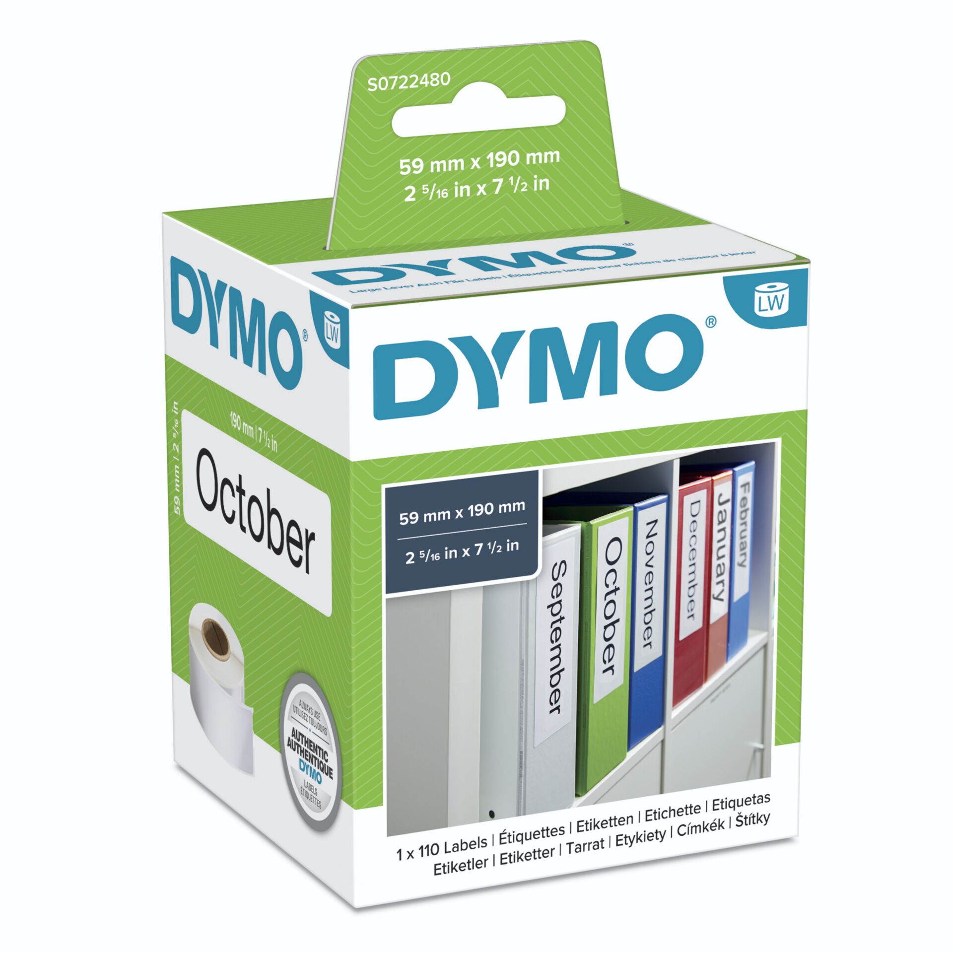 Dymo Ordner-Etiketten 59 x 190 mm weiß 
