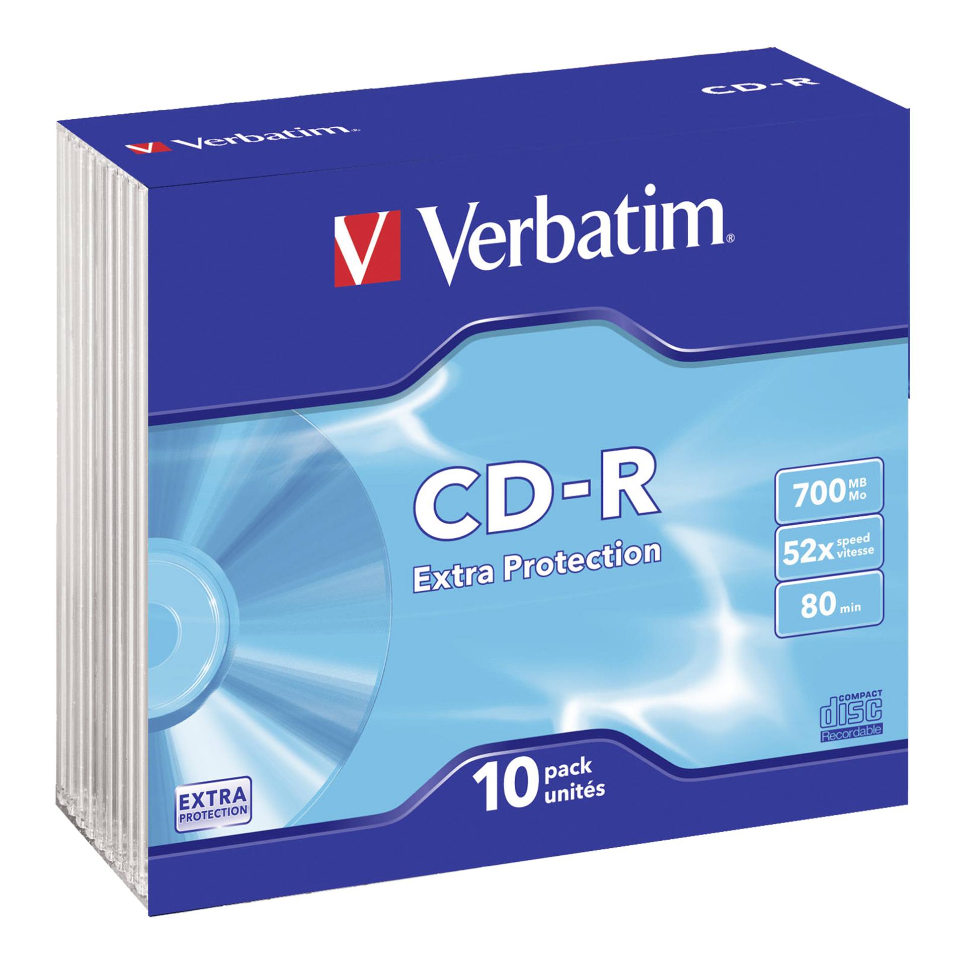 Verbatim Extra Protection CD-R 80min/700MB, 52x, 10er Slimcase