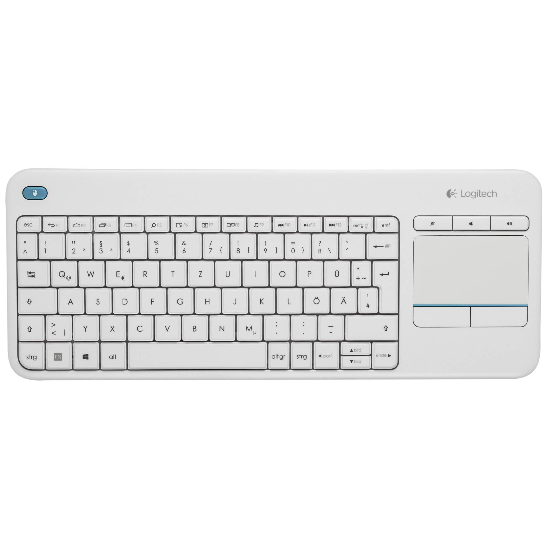 Logitech K400 Plus Wireless Touch Keyboard,weiß USB Tastatur 