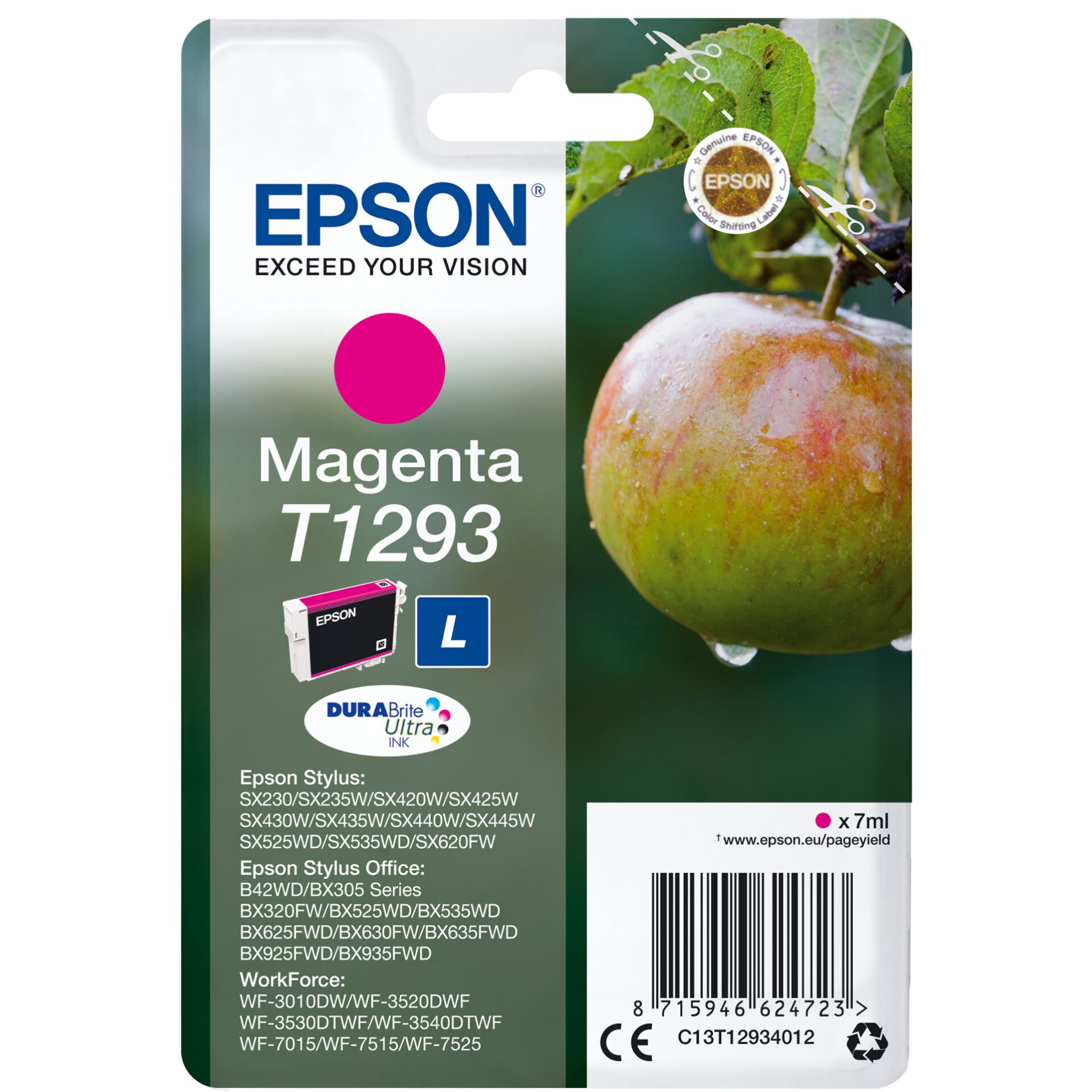 Epson Apple Singlepack Magenta T1293 DURABrite Ultra Ink 