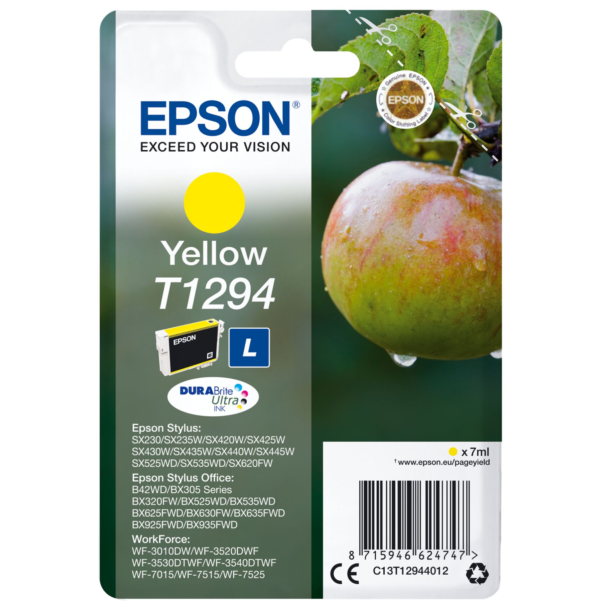 Epson Apple Singlepack Yellow T1294 DURABrite Ultra Ink 