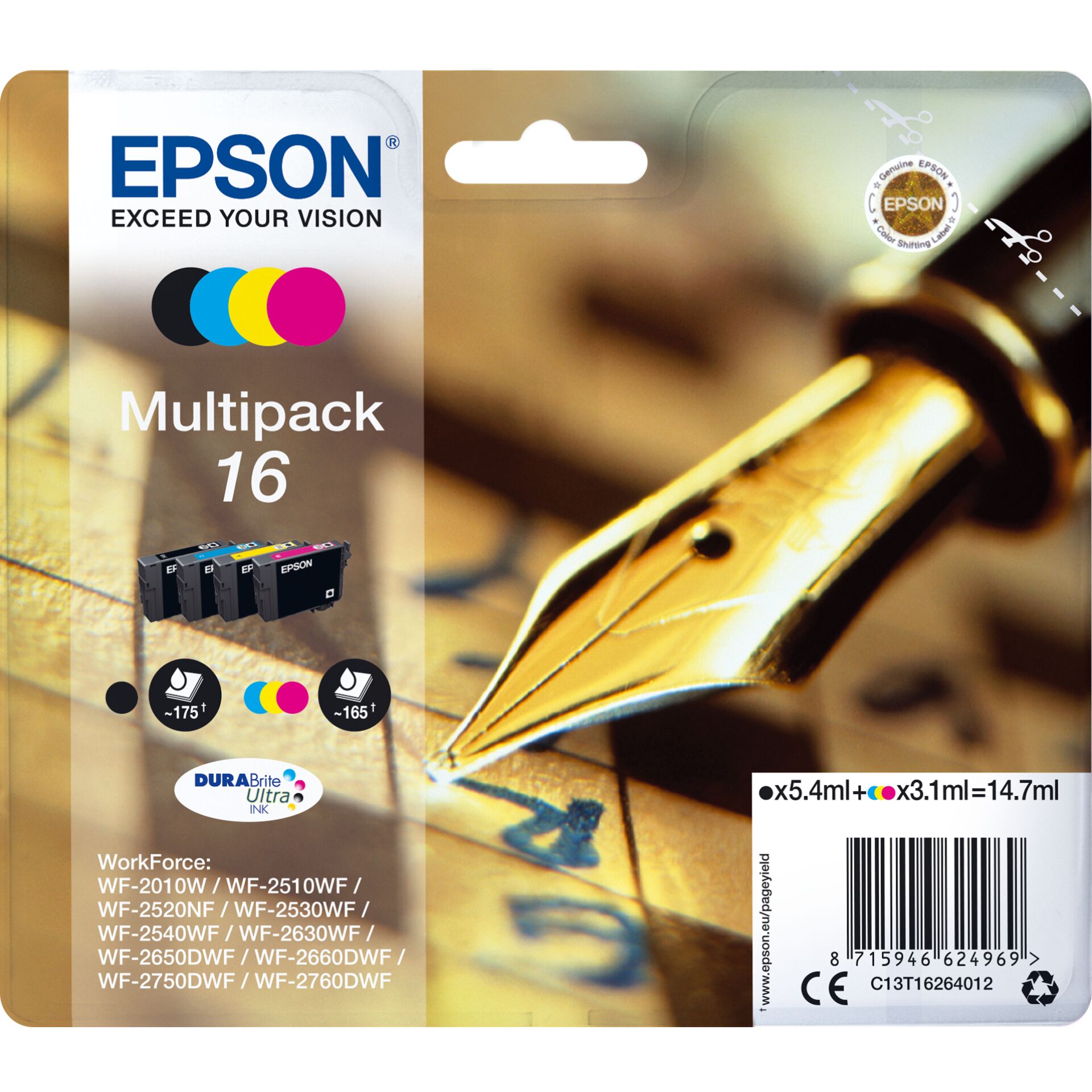 Epson Tinte 16 Multipack (schwarz, cyan, magenta, gelb) Original Zubehör