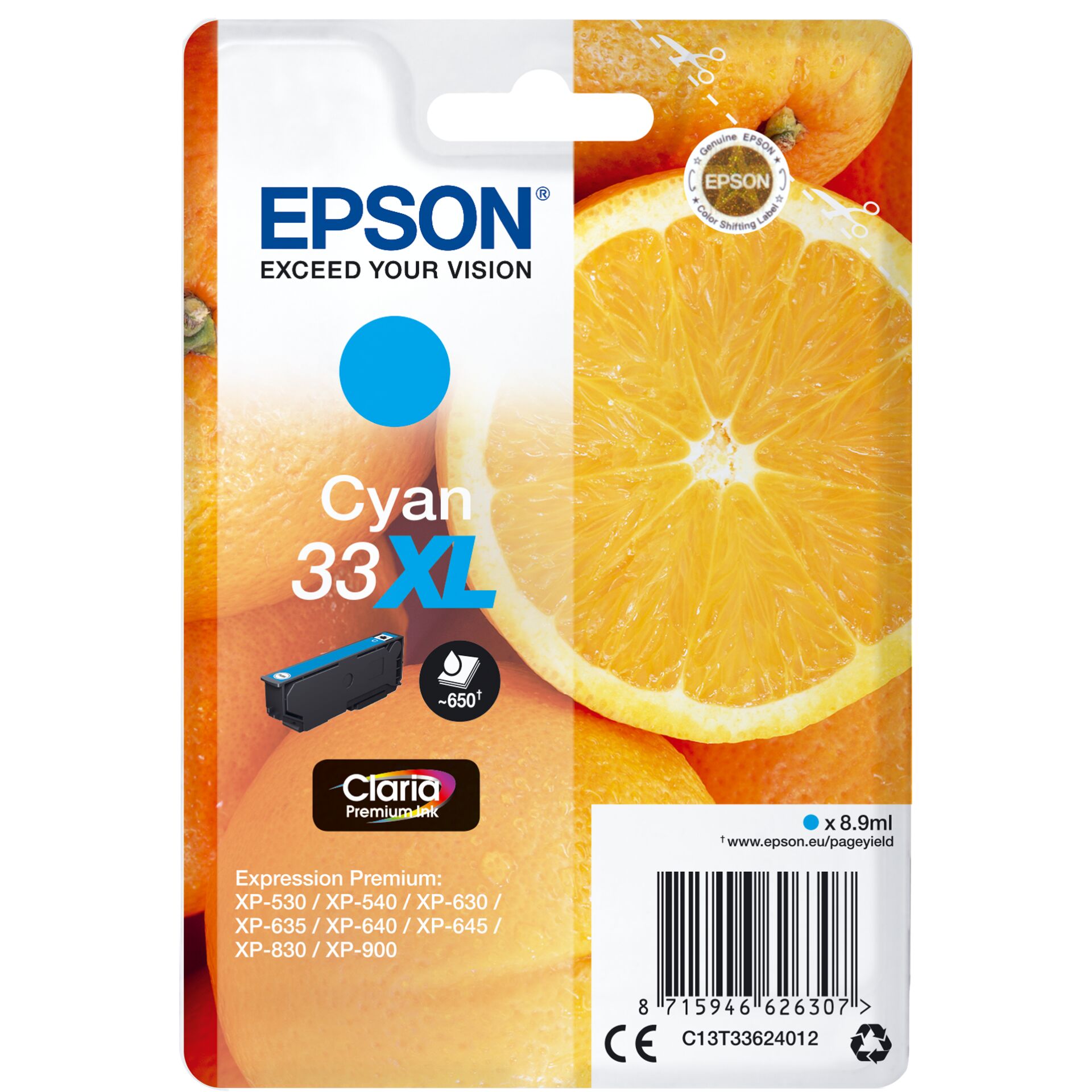 Epson Tinte 33XL cyan, Original 