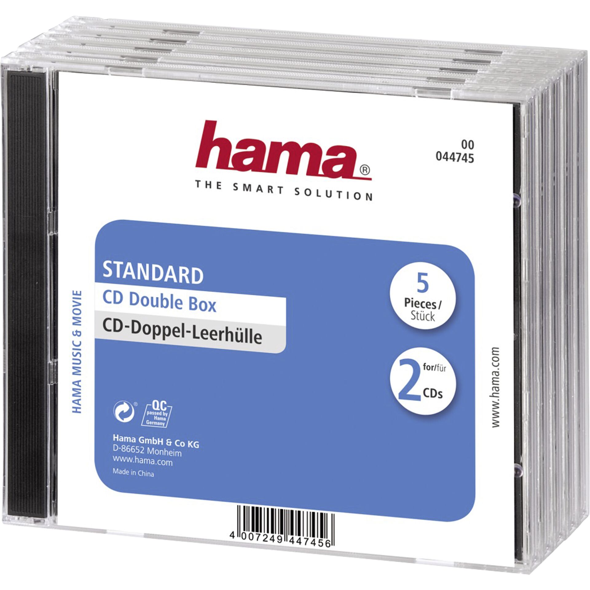1x5 Hama Doppel-CD Leerhülle 44745