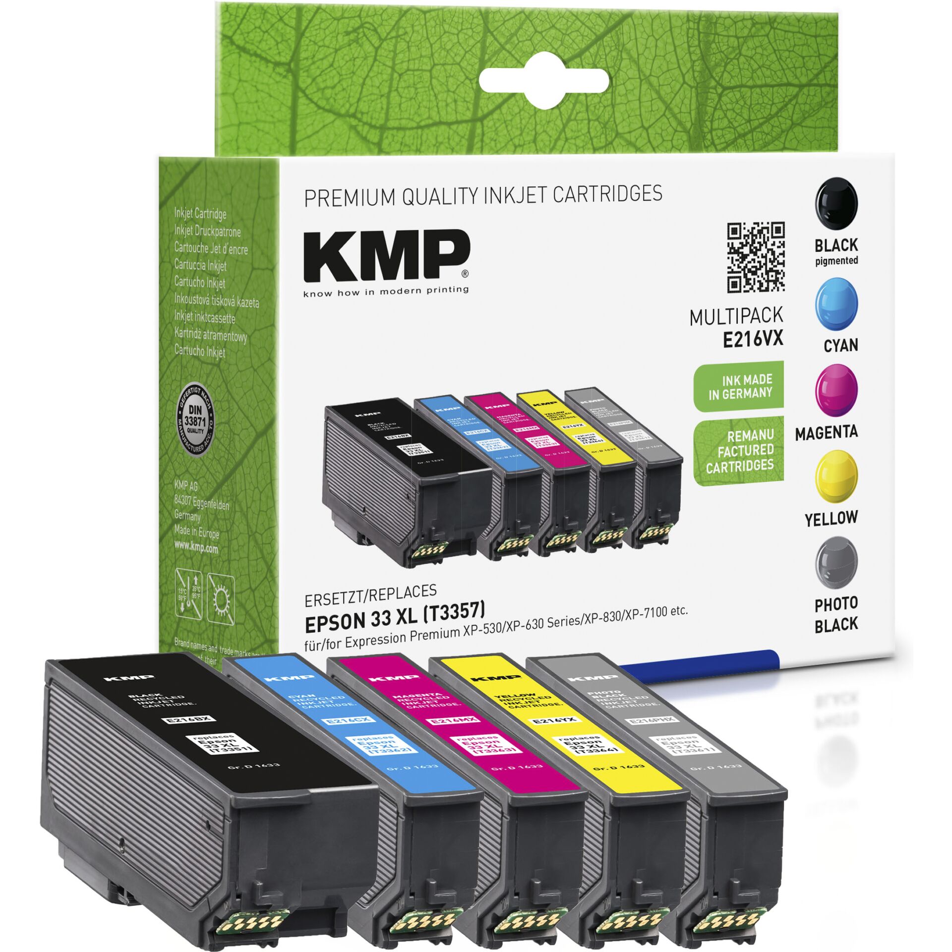 KMP 1633,4055 Druckerpatrone Kompatibel Hohe (XL-) Ausbeute Foto schwarz