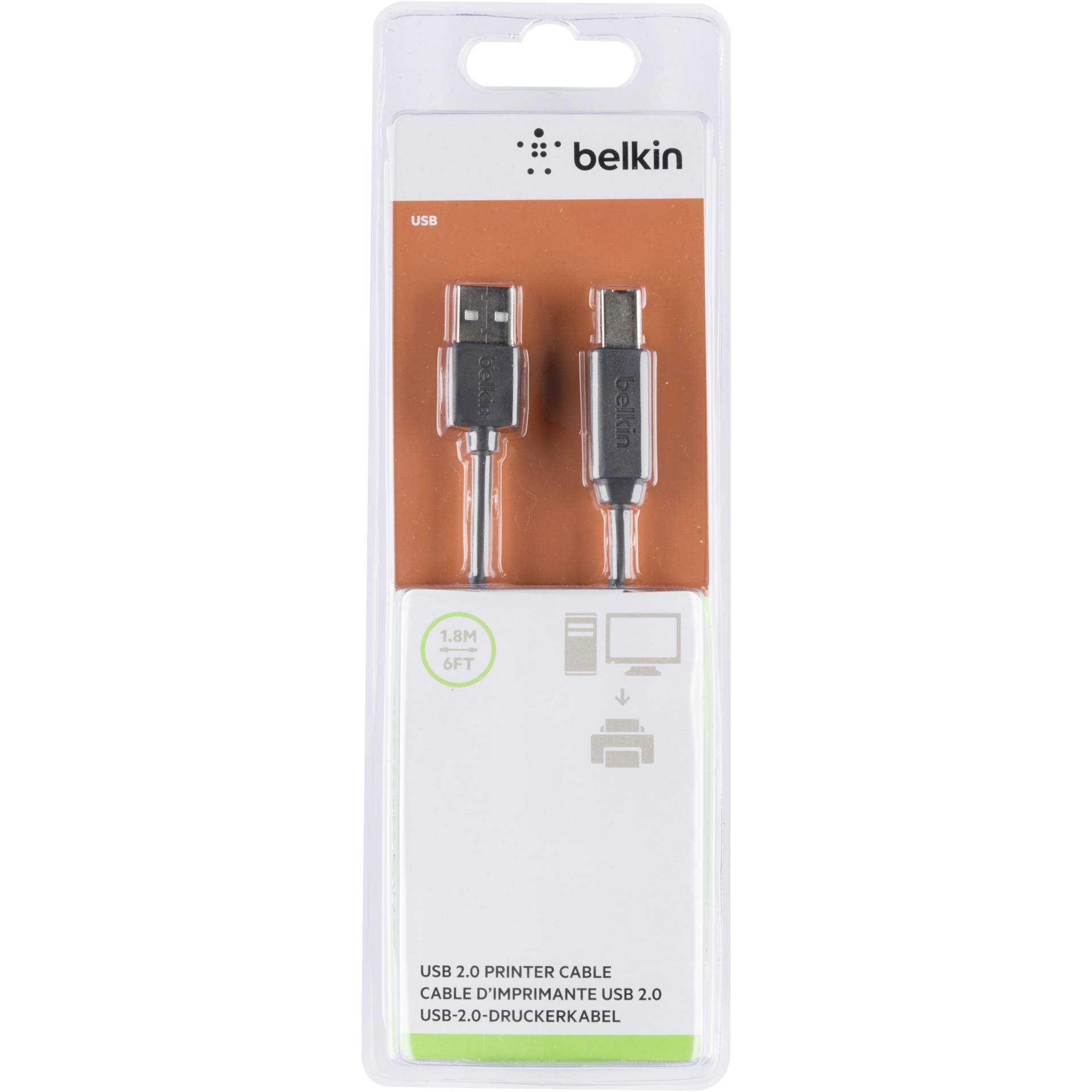 Belkin USB 2.0 Premium Drucker Kabel, USB-A / USB-B, 1,8m, sw.