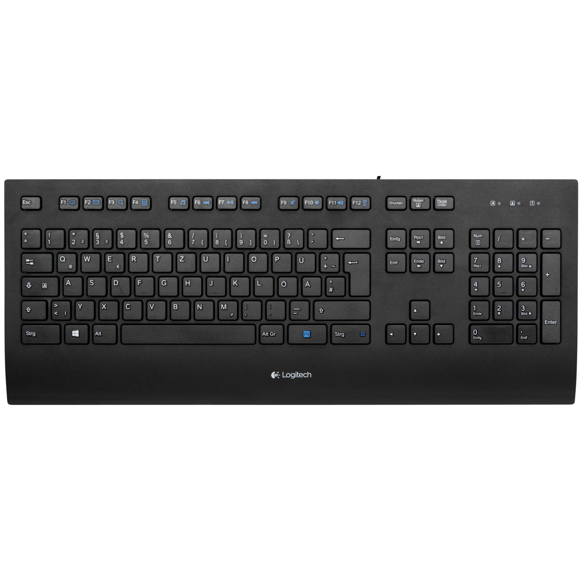 Logitech Corded Keyboard for Business K280e, schwarz, USB, DE