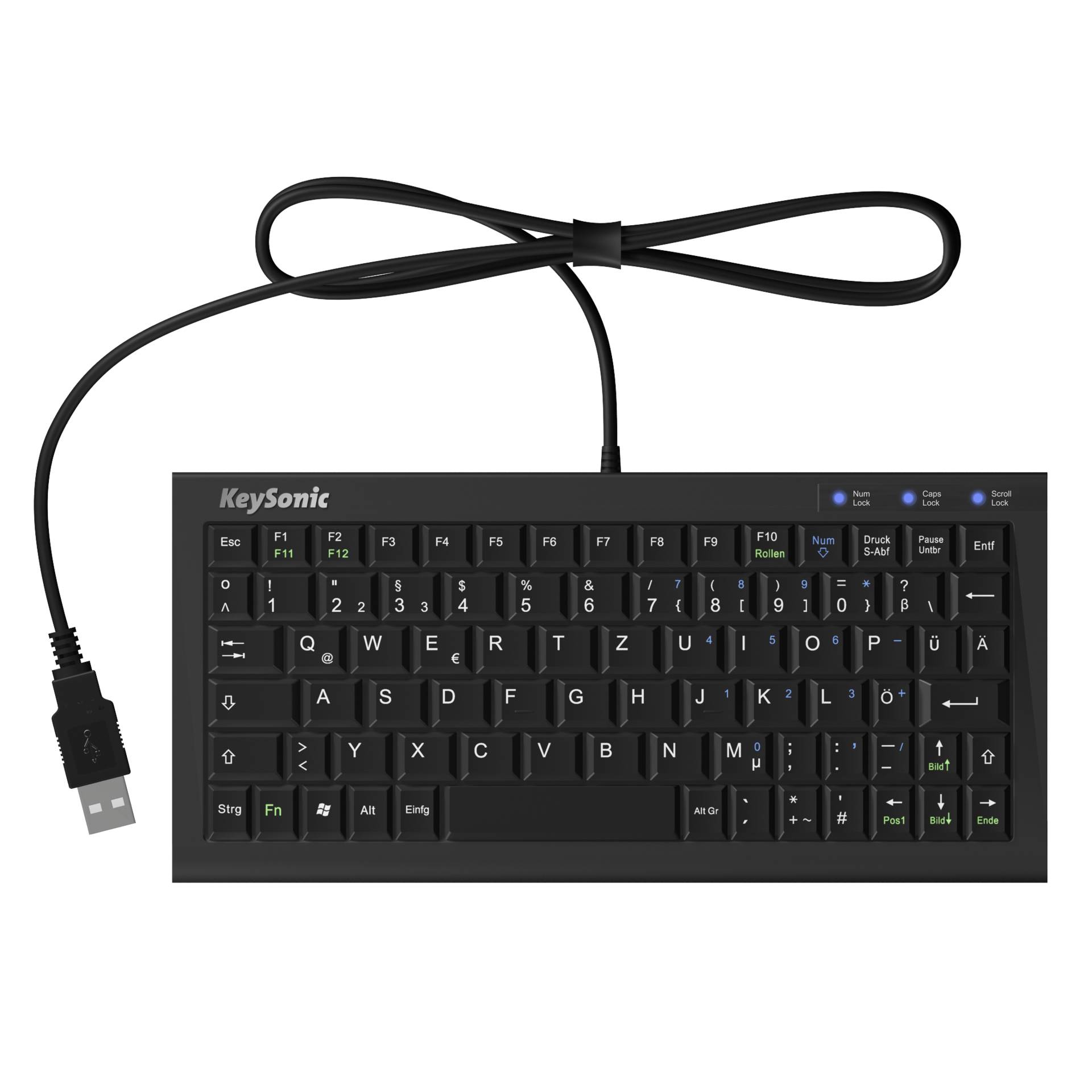KeySonic ACK-3401U Tastatur USB QWERTZ Deutsch Schwarz