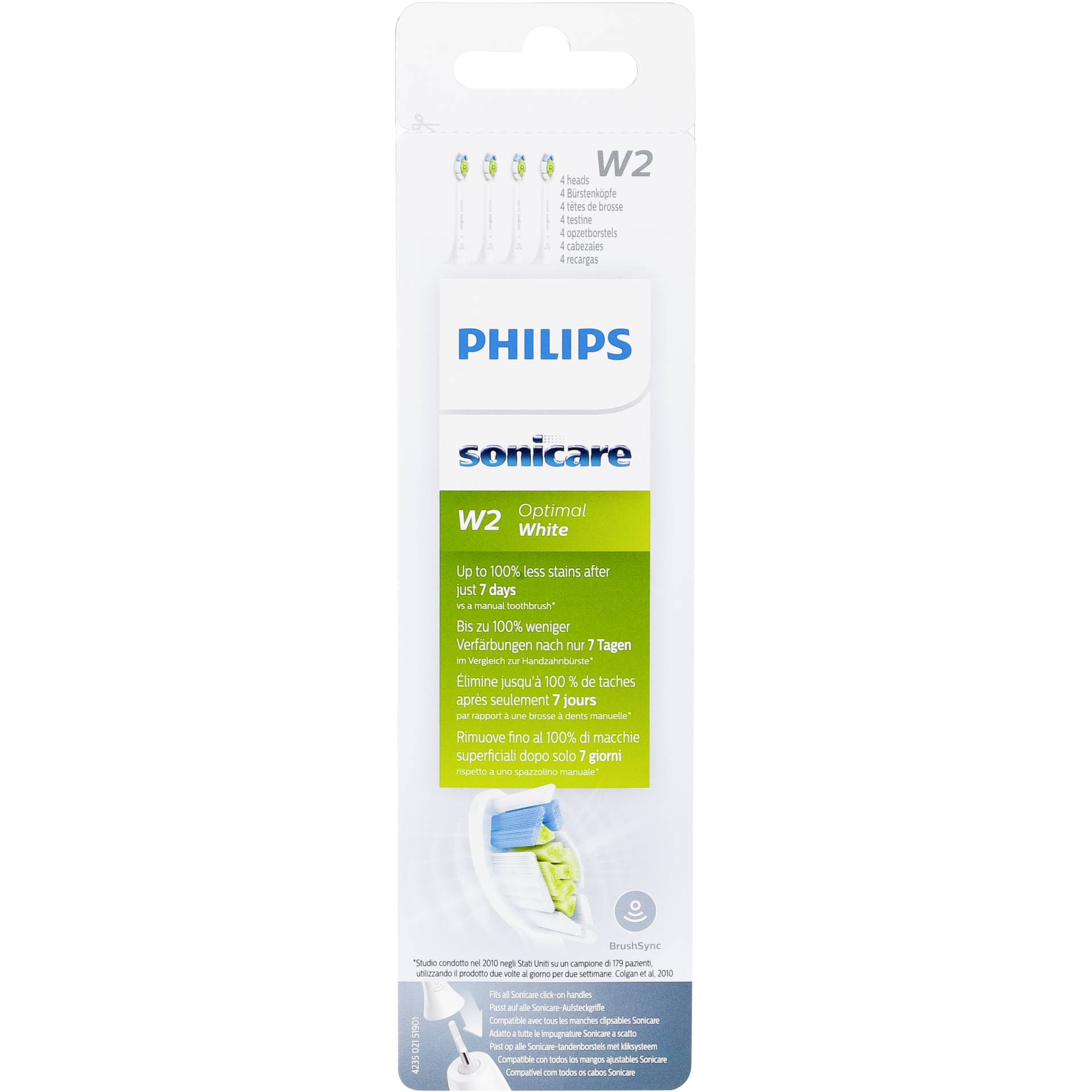 Philips W2 Optimal White HX6064/10 Standard-Bürstenköpfe für Schallzahnbürste