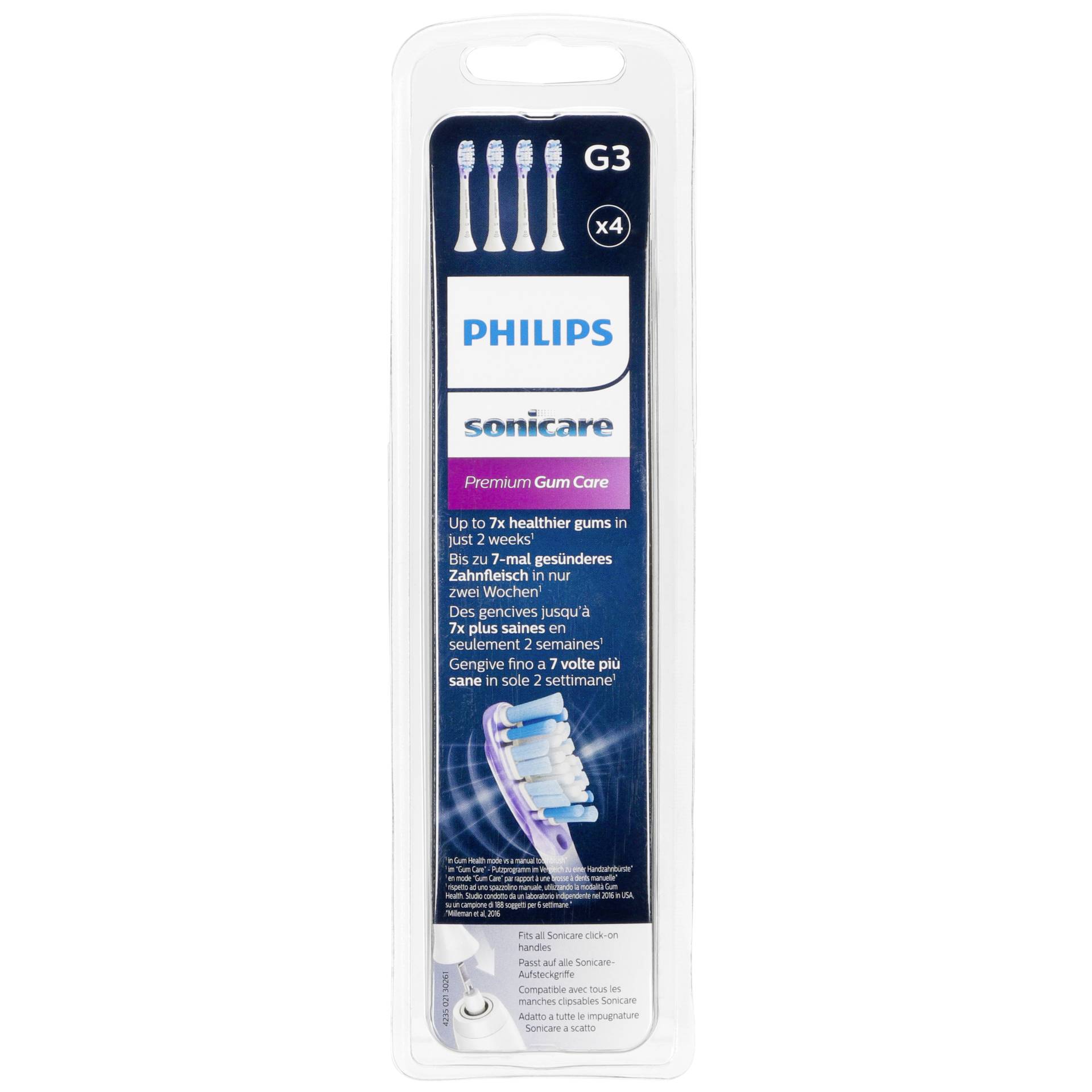 Philips G3 Premium Gum Care HX9054/17 4x Weiße Bürstenköpfe für Schallzahnbürste