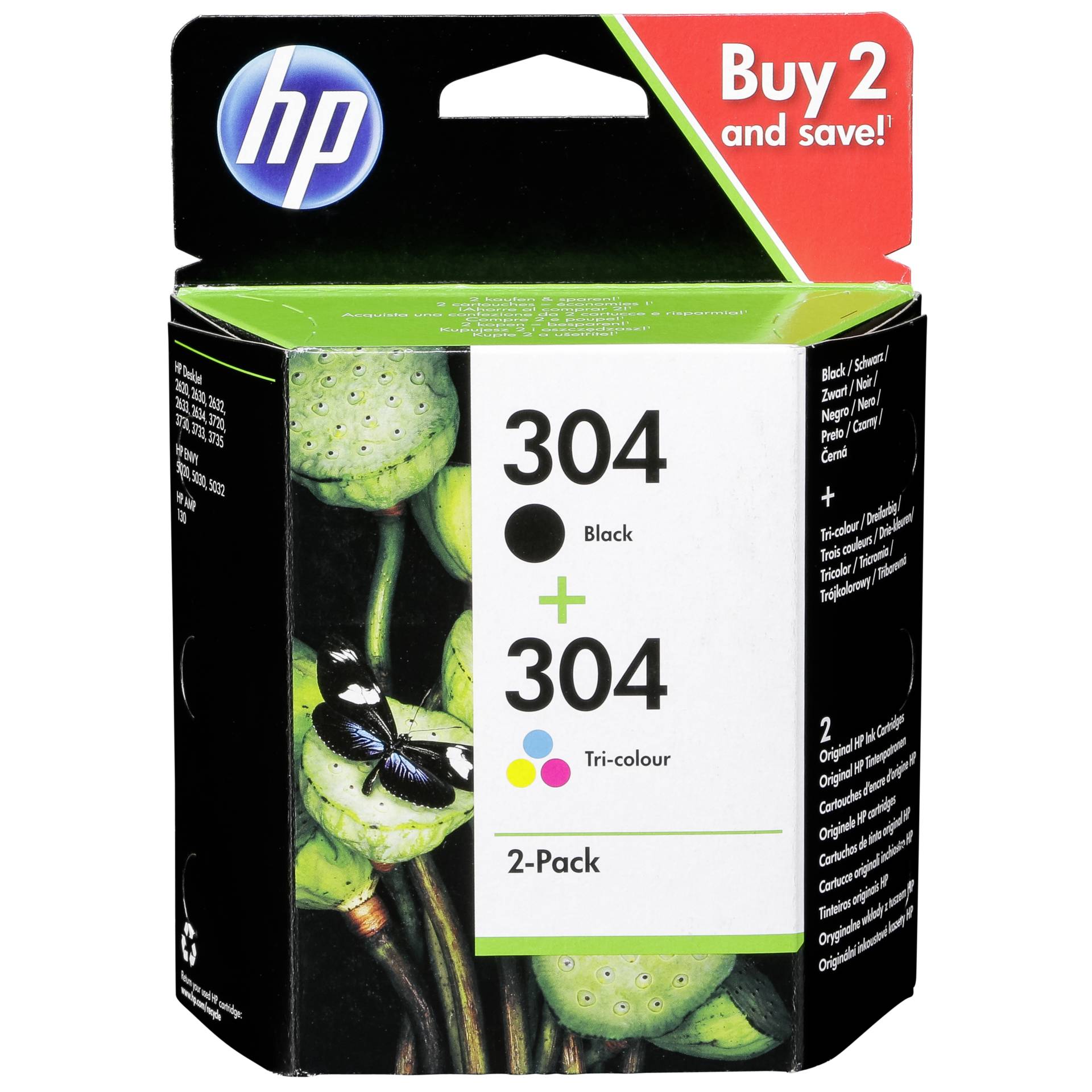 HP Druckkopf mit Tinte 304 Multipack 120 Seiten schwarz, 100 Seiten dreifarbig
