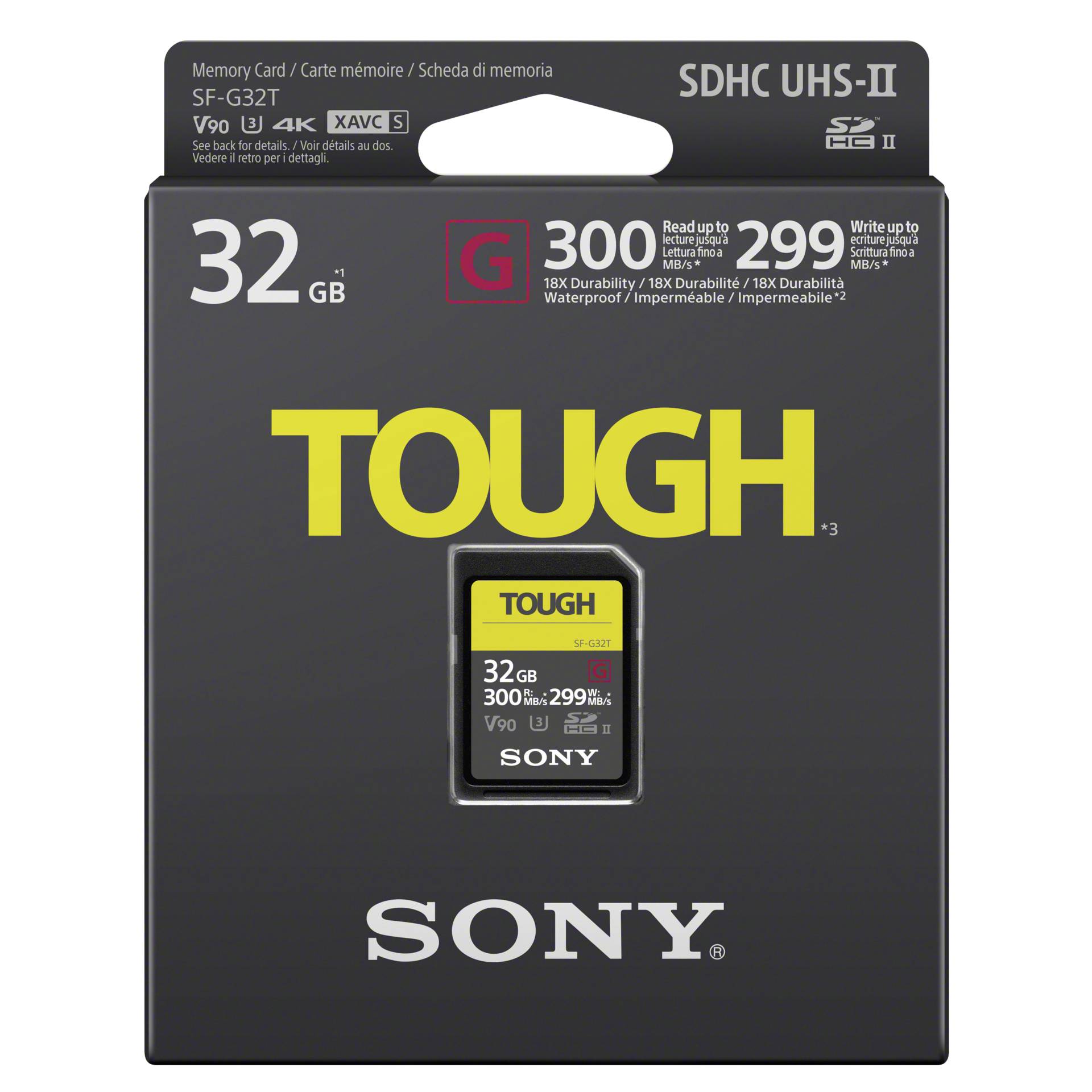 32 GB Sony SF-G Tough Series SDHC Speicherkarte, lesen: 300MB/s, schreiben: 299MB/s