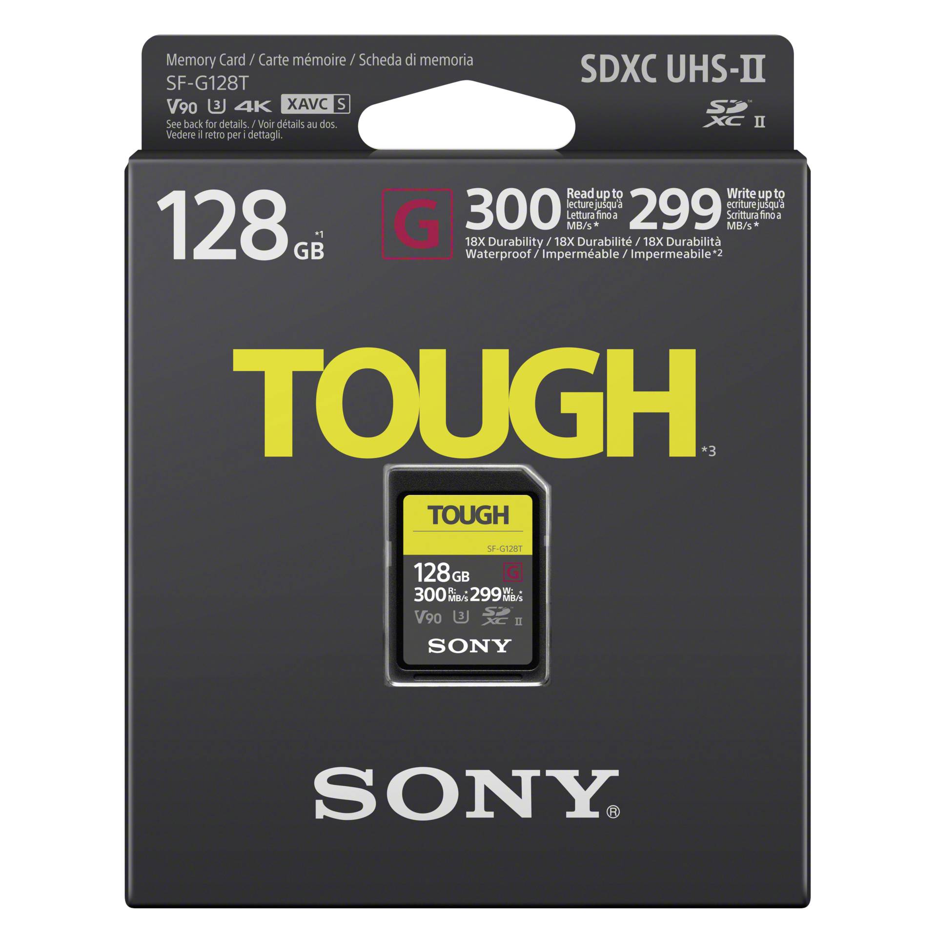 128GB Sony SF-G Tough Series SDXC Speicherkarte, lesen: 300MB/s, schreiben: 299MB/s