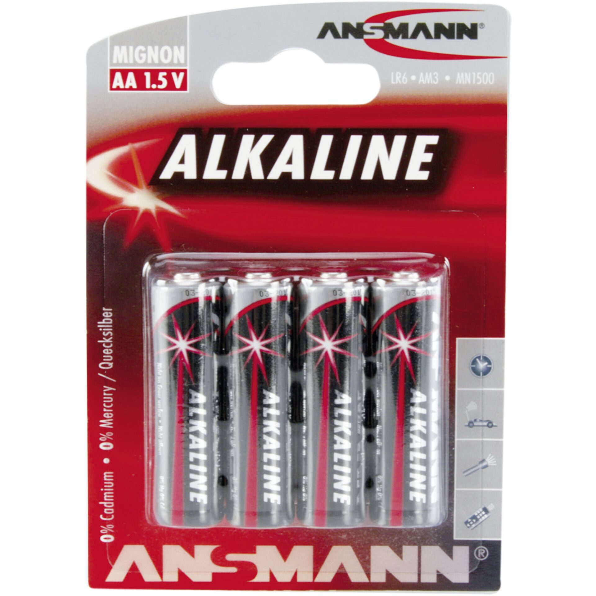 Ansmann Alkalinebatterie Mignon AA red-line 4x Stück 