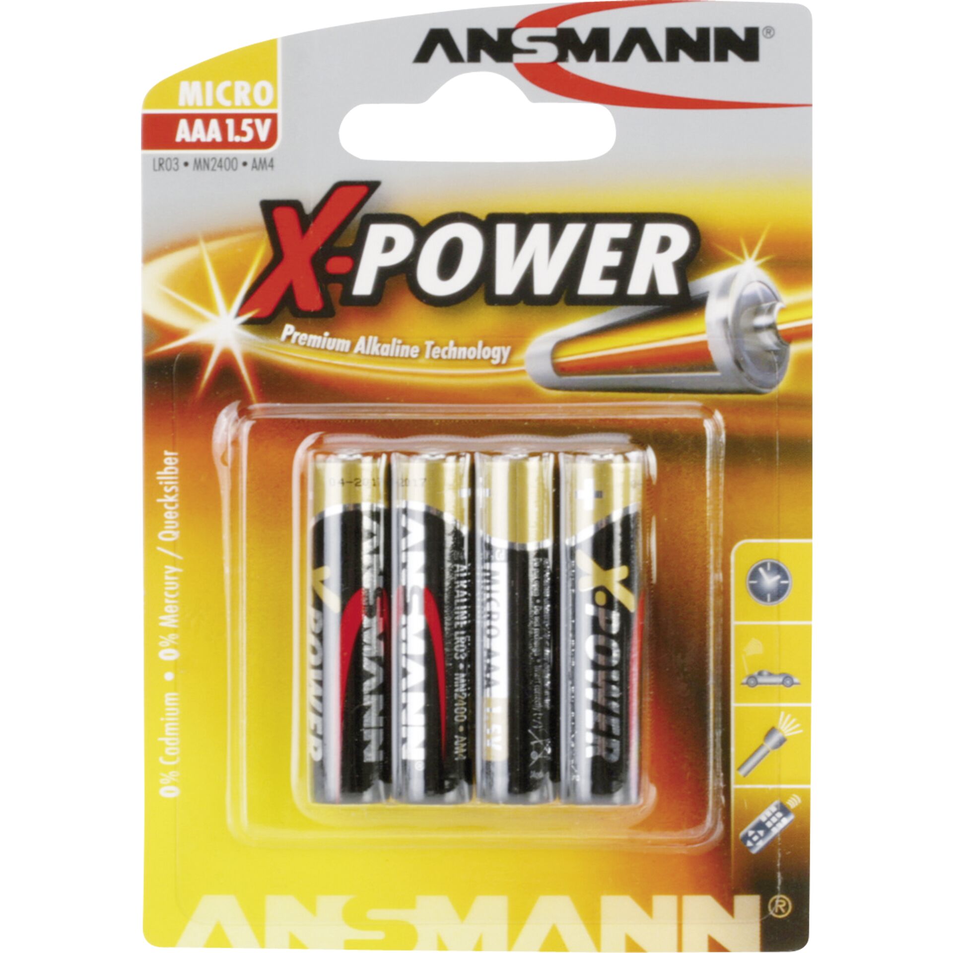 Ansmann Alkalinebatterie Micro AAA X-Power 4 Stück 