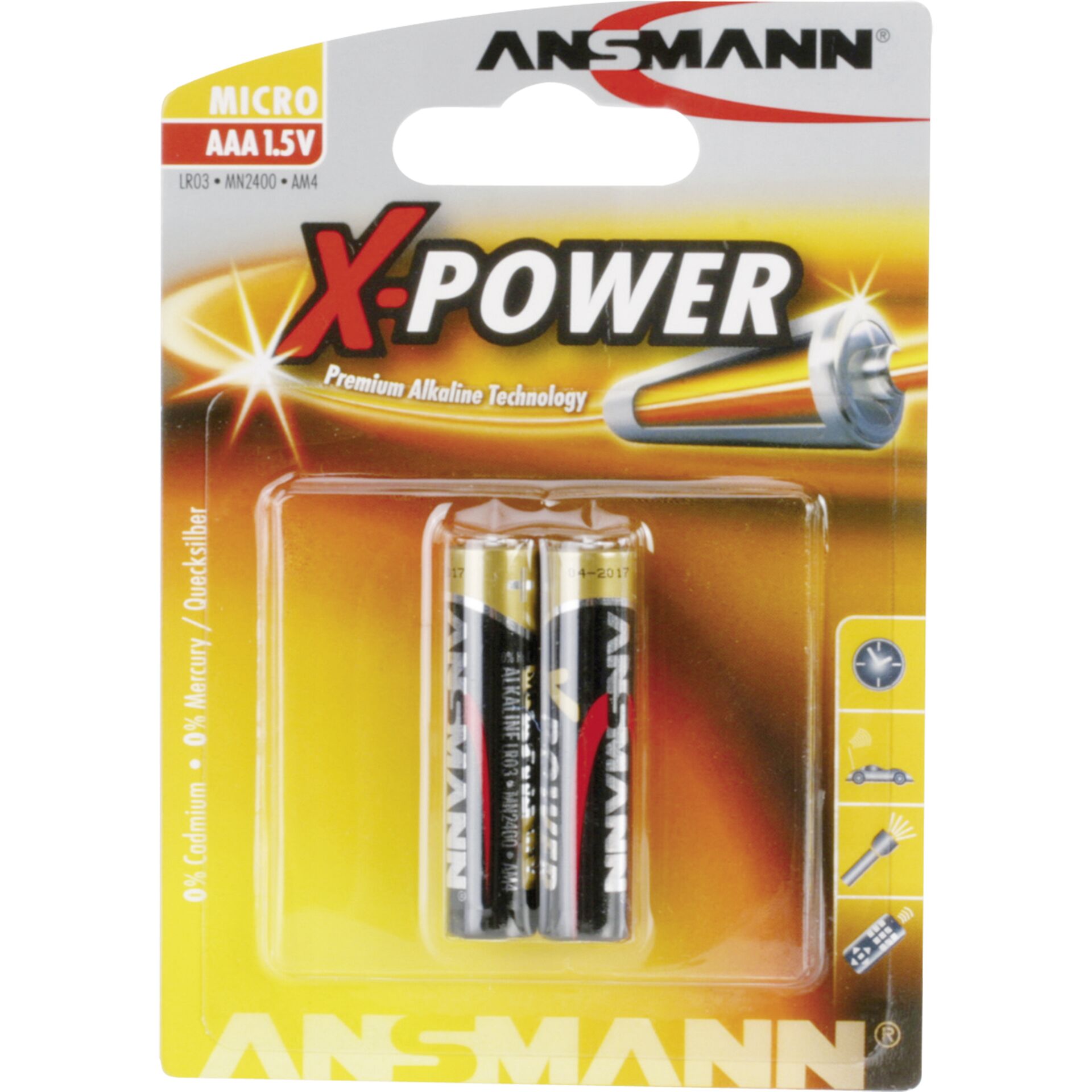 Ansmann Alkalinebatterie Micro AAA X-Power 2 Stück 