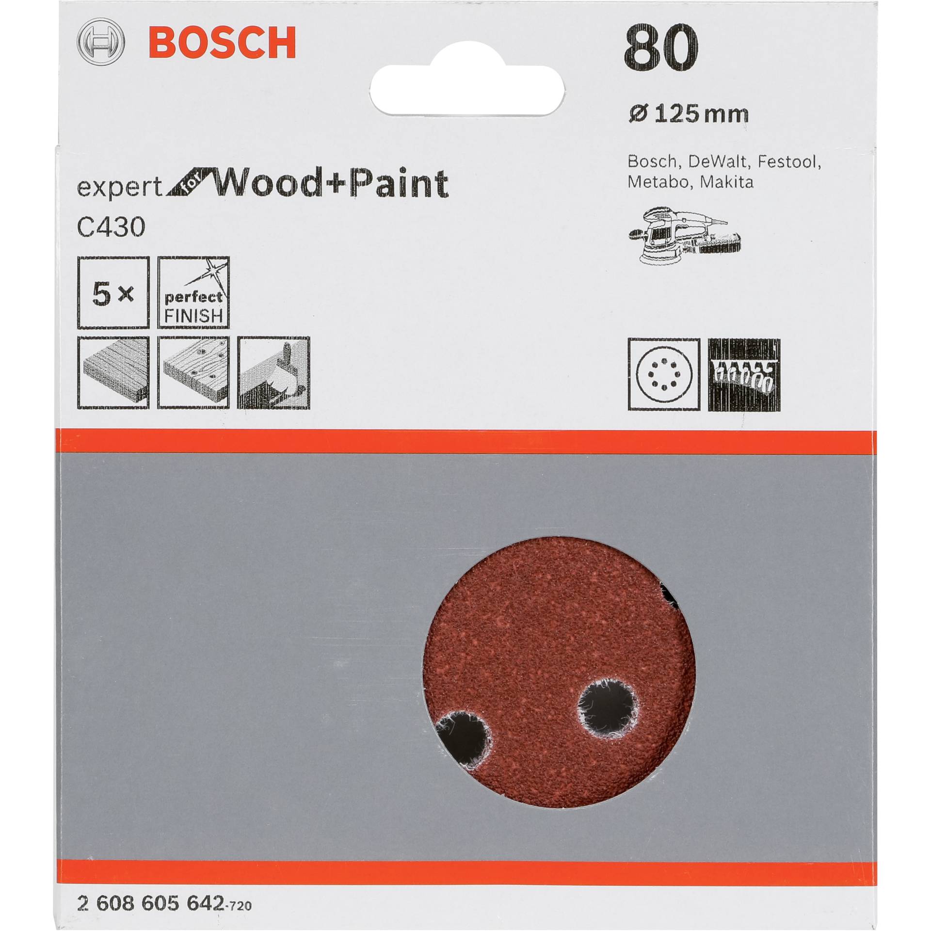Bosch 2 608 605 642 Schleifmaschinenzubehör 5 Stück(e) Sandpapier