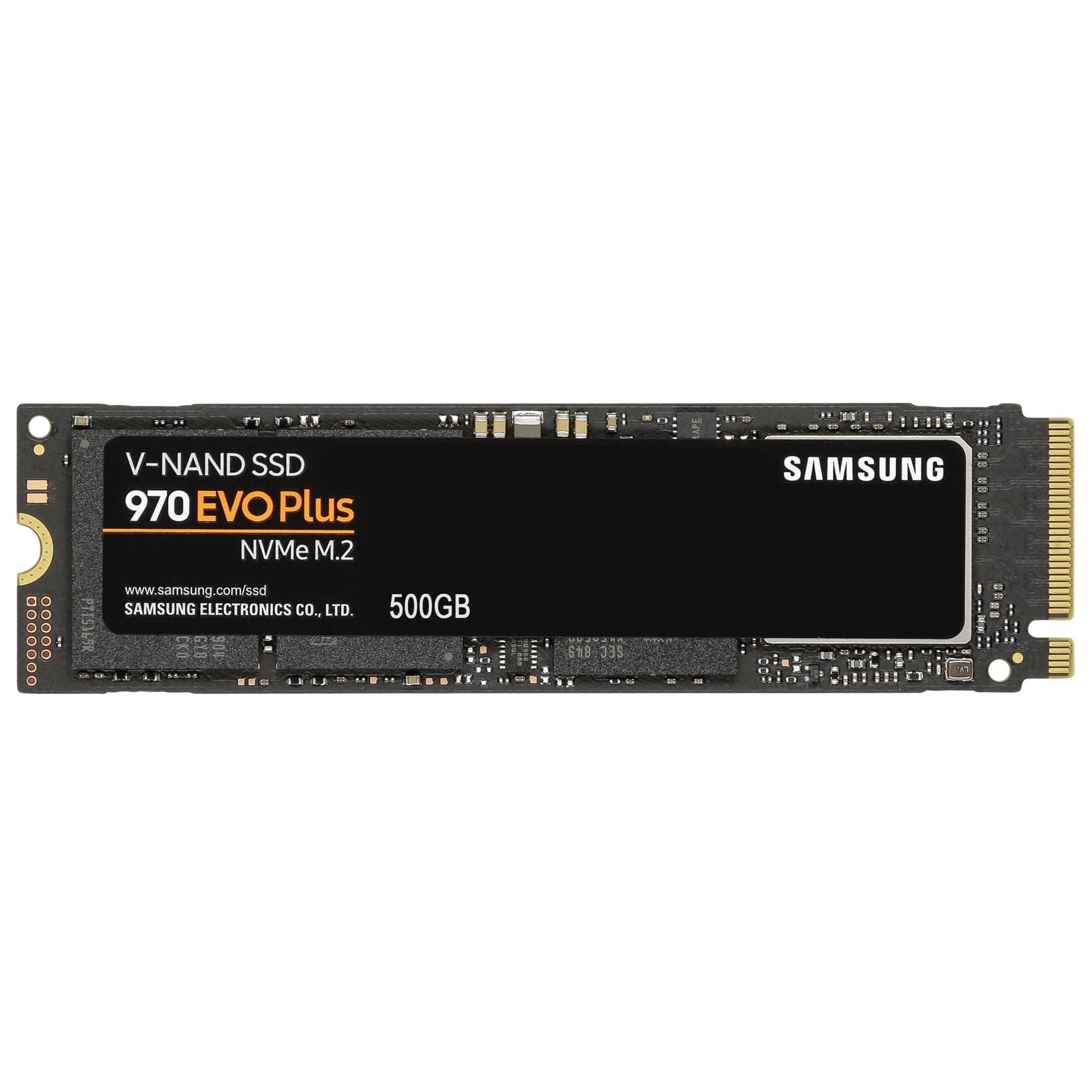 500 GB SSD Samsung 970 EVO Plus, PCIe 3.0 x4, M.2 lesen: 3500MB/s, schreiben: 3200MB/s, TBW: 300TB