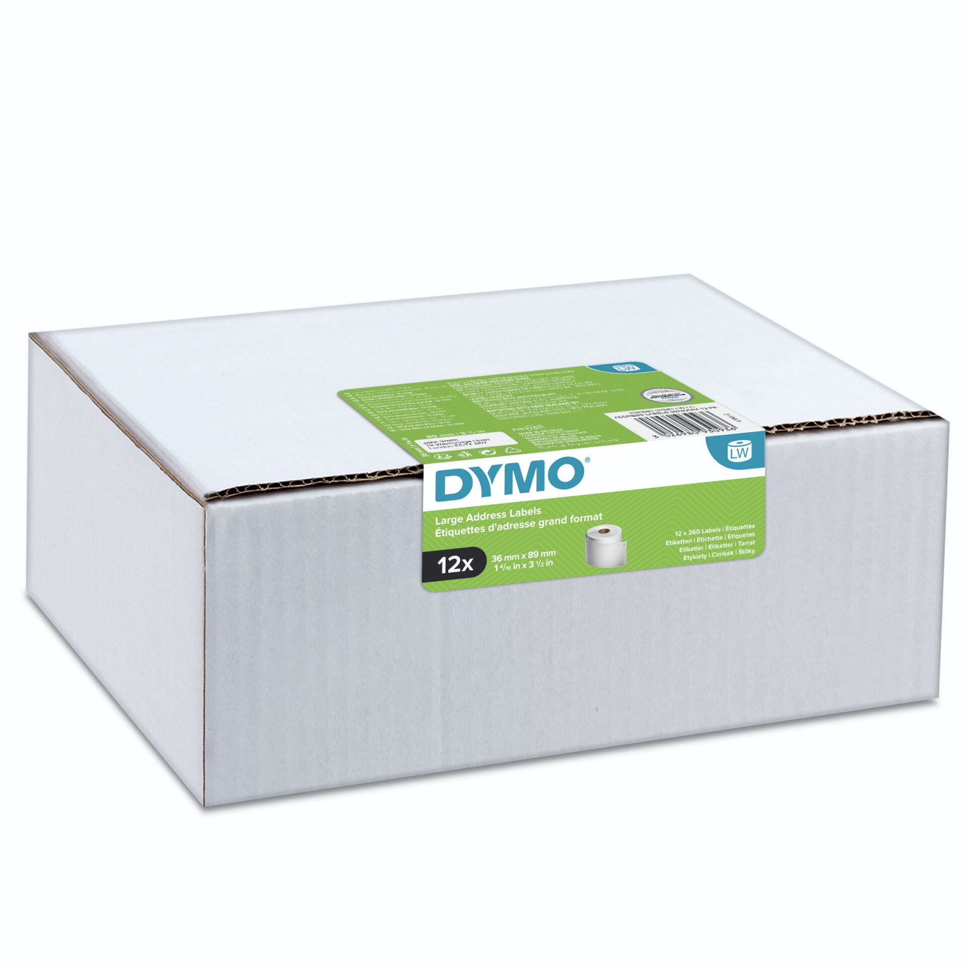 Dymo LabelWriter 99012 Etiketten 89x36mm, weiß, 12 Rollen/ 260 Blatt
