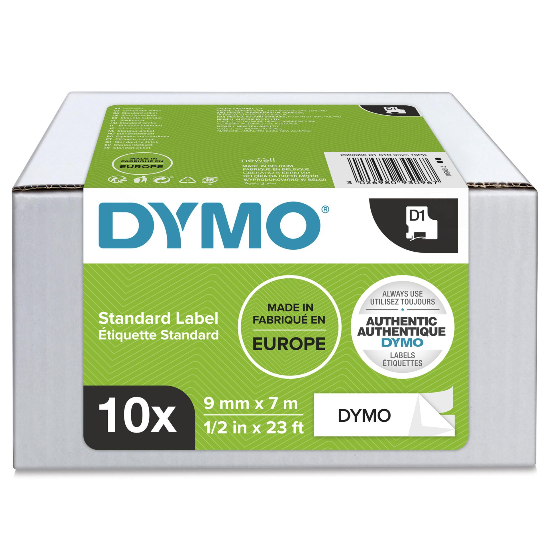 DYMO D1 Vorteilspack - 9mm x 7m - Schwarz auf Weiß