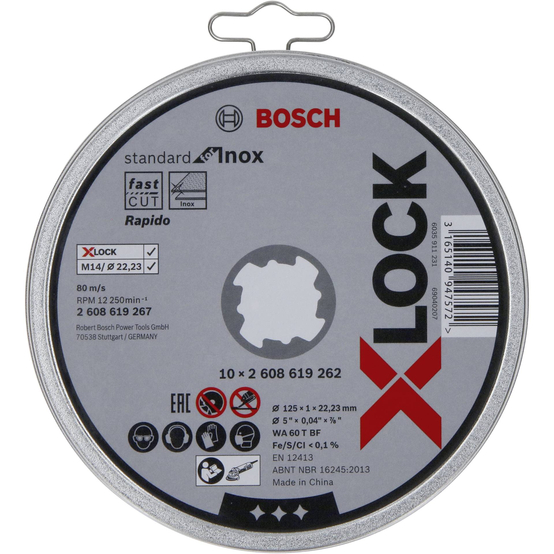 Bosch X-LOCK Trennscheibe Dose 125mmStandard for Inox VPE 10STK Schneidedisk