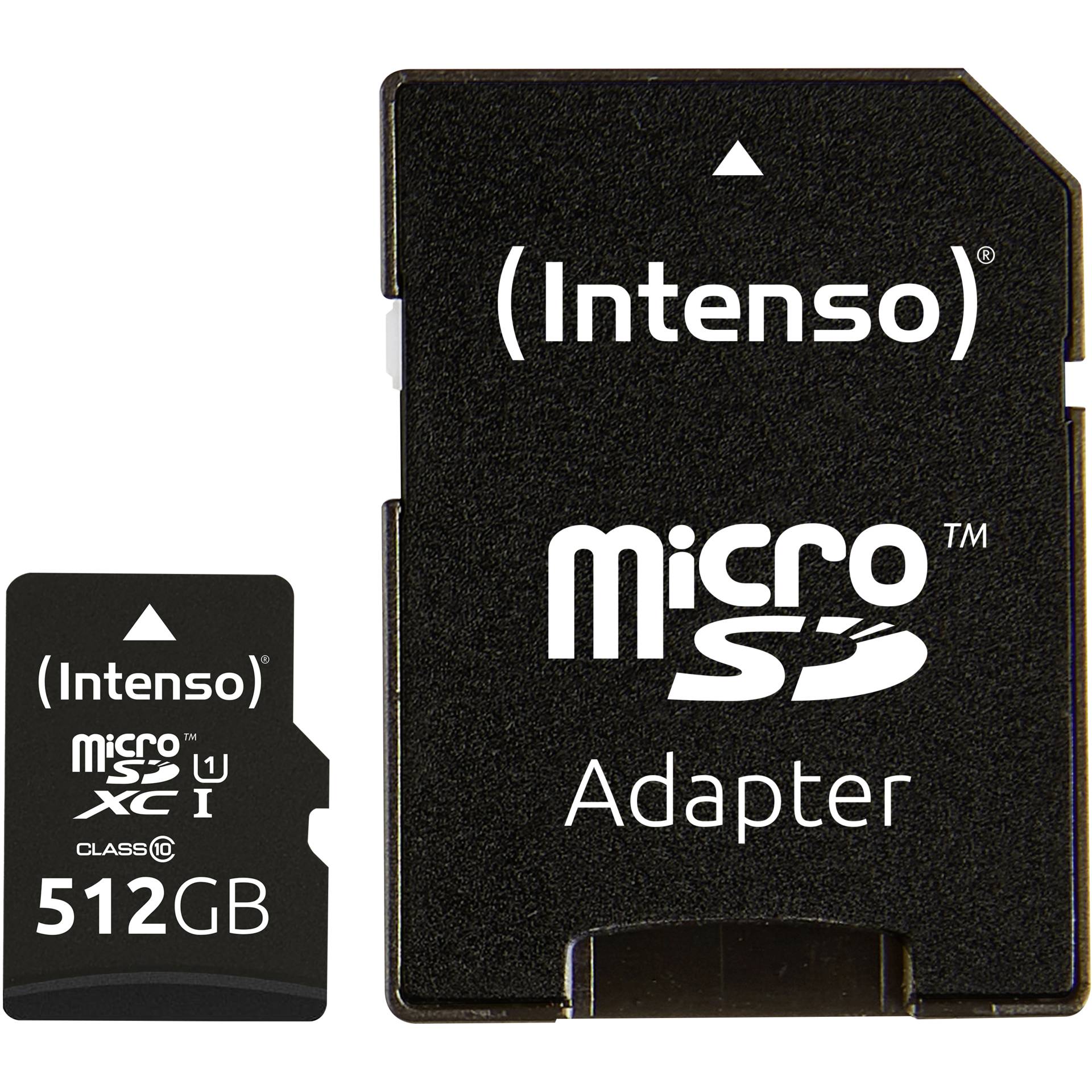 512 GB Intenso microSDXC Premium Kit Speicherkarte, lesen: 45MB/s, schreiben: 10MB/s