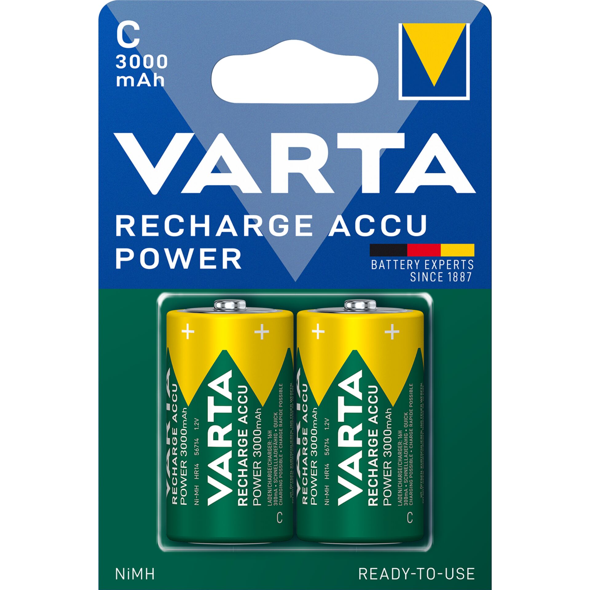 Varta Recharge Accu Power Baby C NiMH 3000mAh, 2er-Pack 