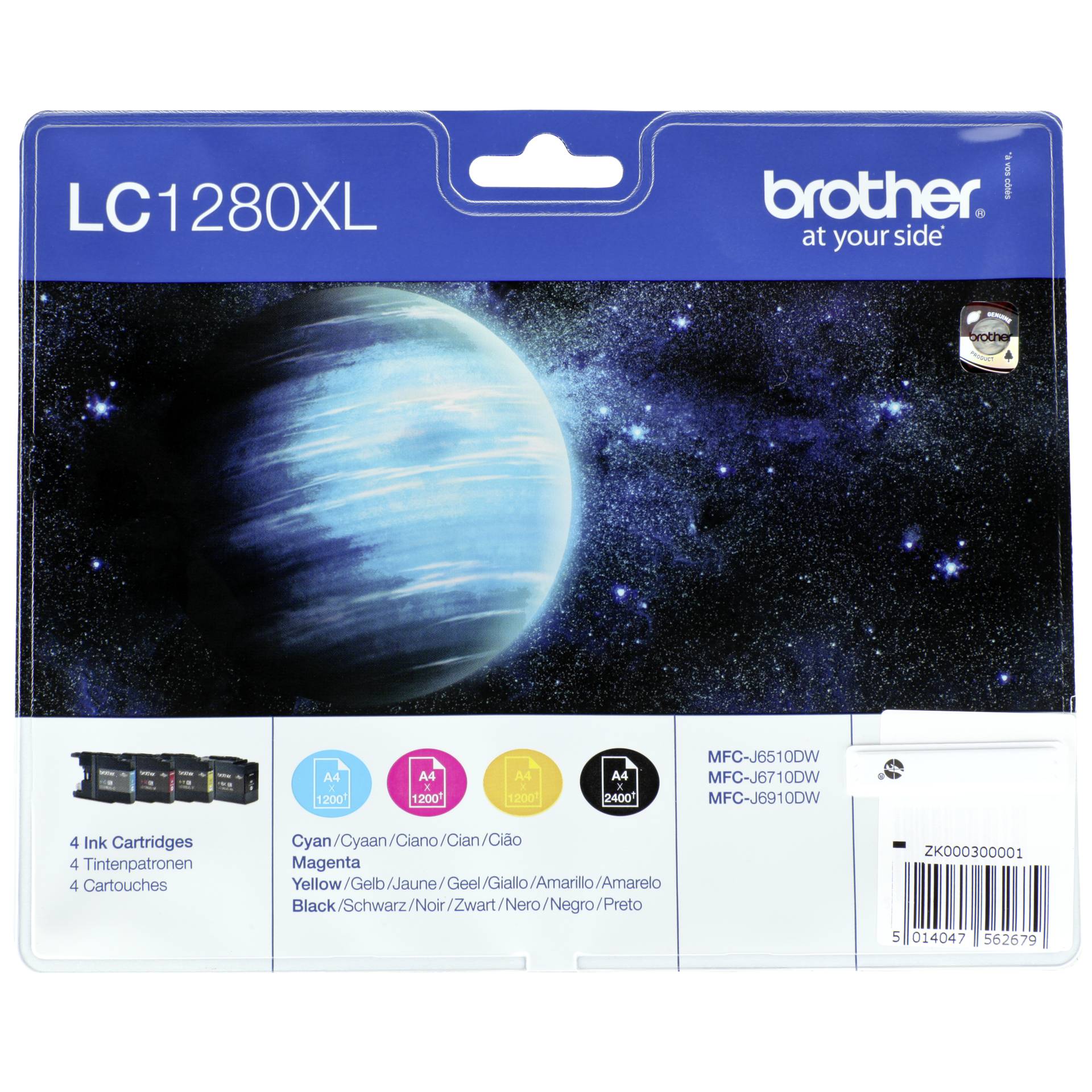Brother LC1280XL Tinte Value Pack Original 2400 Seiten schwarz, je 1200 Seiten farbig