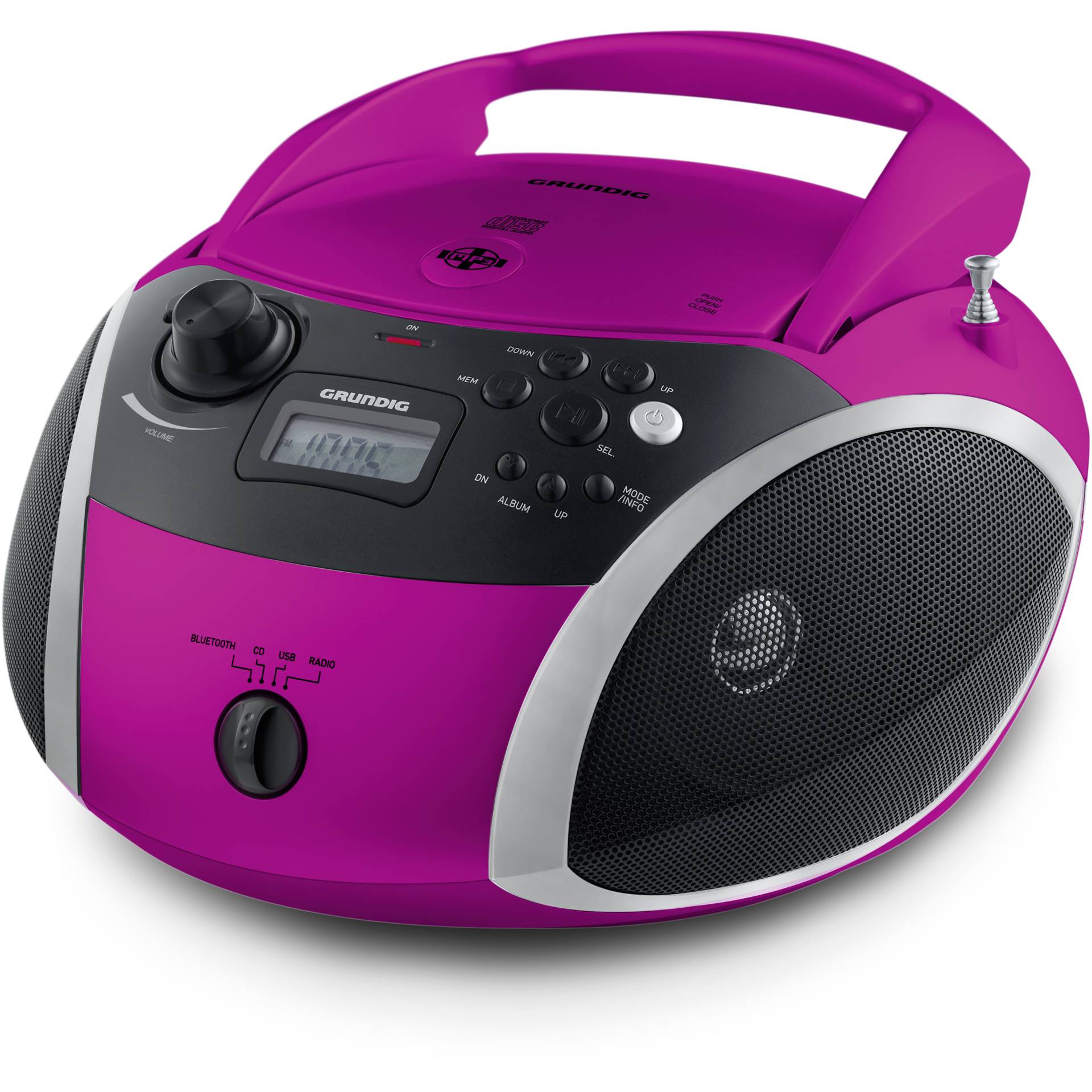 Grundig GRB 3000 BT Digital 3 W FM Schwarz, Pink, Silber Playback MP3